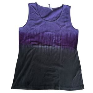 Womens Tank Top Size Large Purple Black Handmade Tie Dye Summer Yoga Brand New